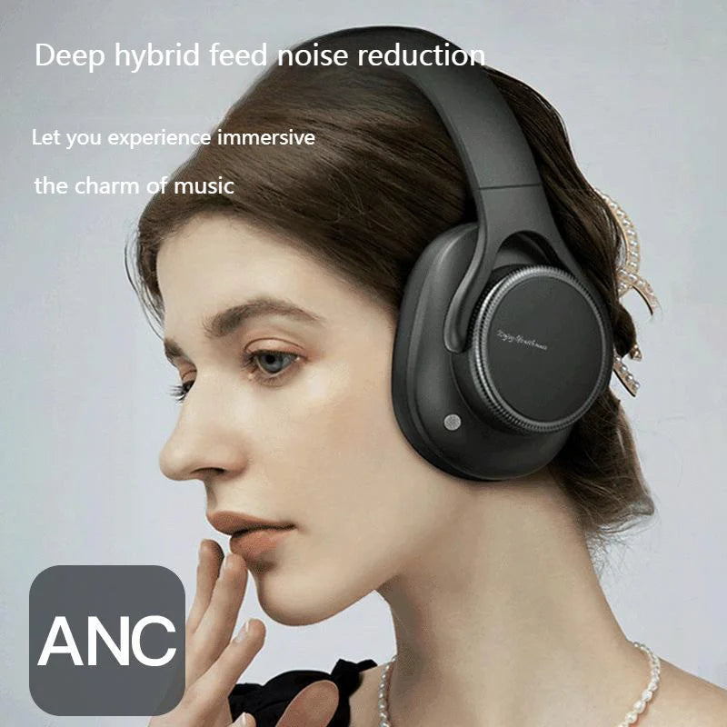 Kabelloser Kopfhörer mit Geräuschunterdrückung, Drehregler für Lautstärke, faltbares ANC-Headset