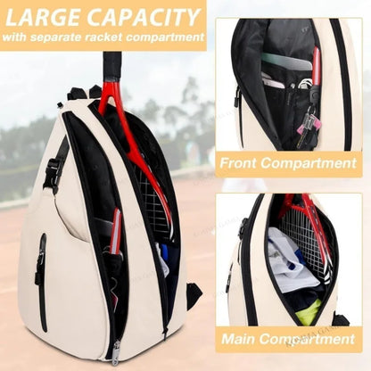 Unisex Water‑Resistant Tennis & Pickleball Sling Bag - Crossbody Racket Bag for Tennis