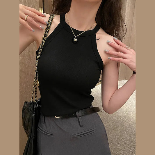 Débardeur en maille à épaules dénudées pour femme