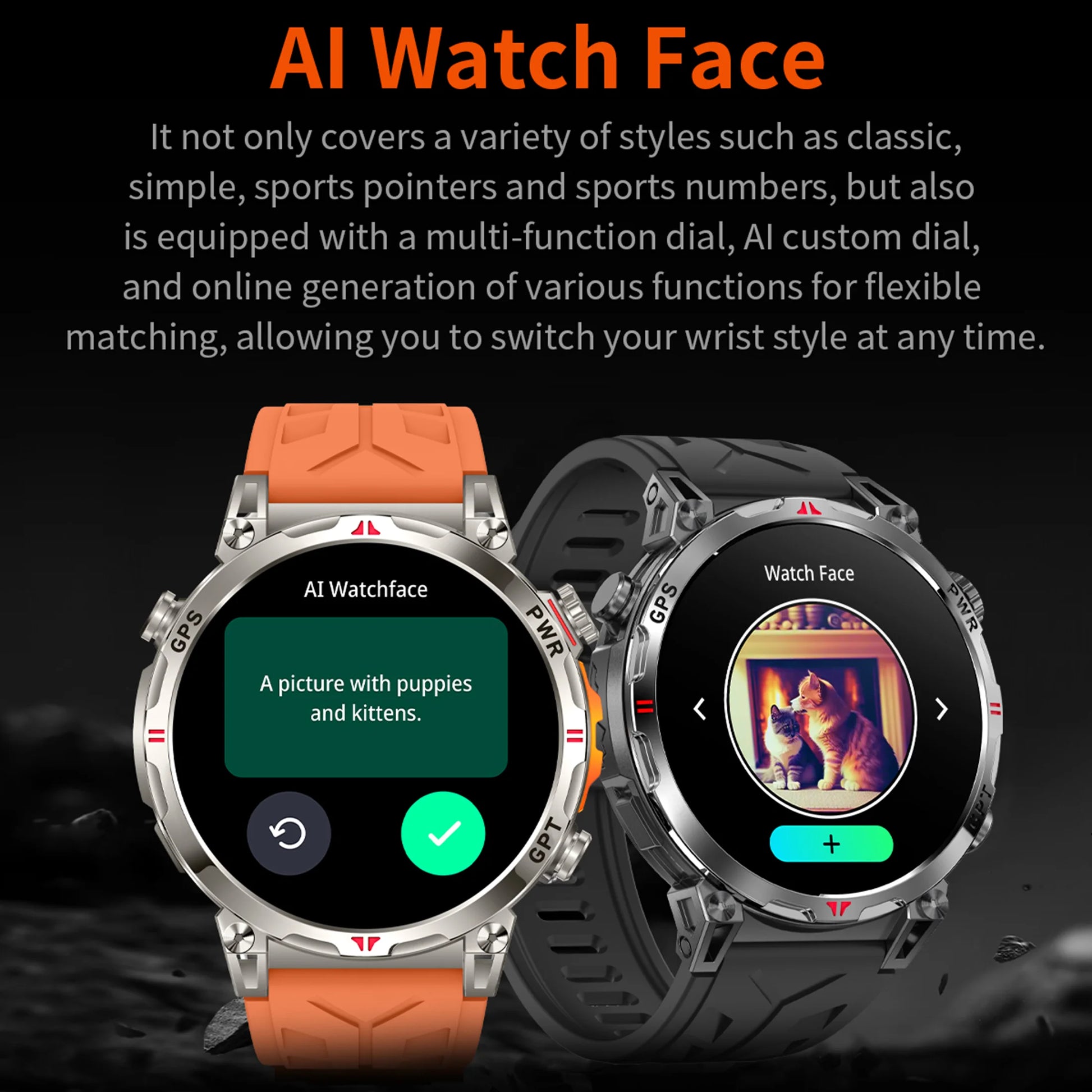 Unisex T-Rex3 GPS Sports Smartwatch – Fitness Tracker Heart Rate Monitor 3ATM Waterproof Smart Watch