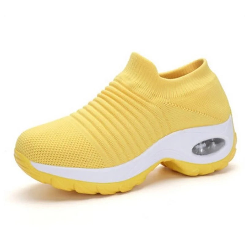 Damen-Wanderschuhe – Atmungsaktive Flyknit-Socken-Sneaker, leichte Slipper