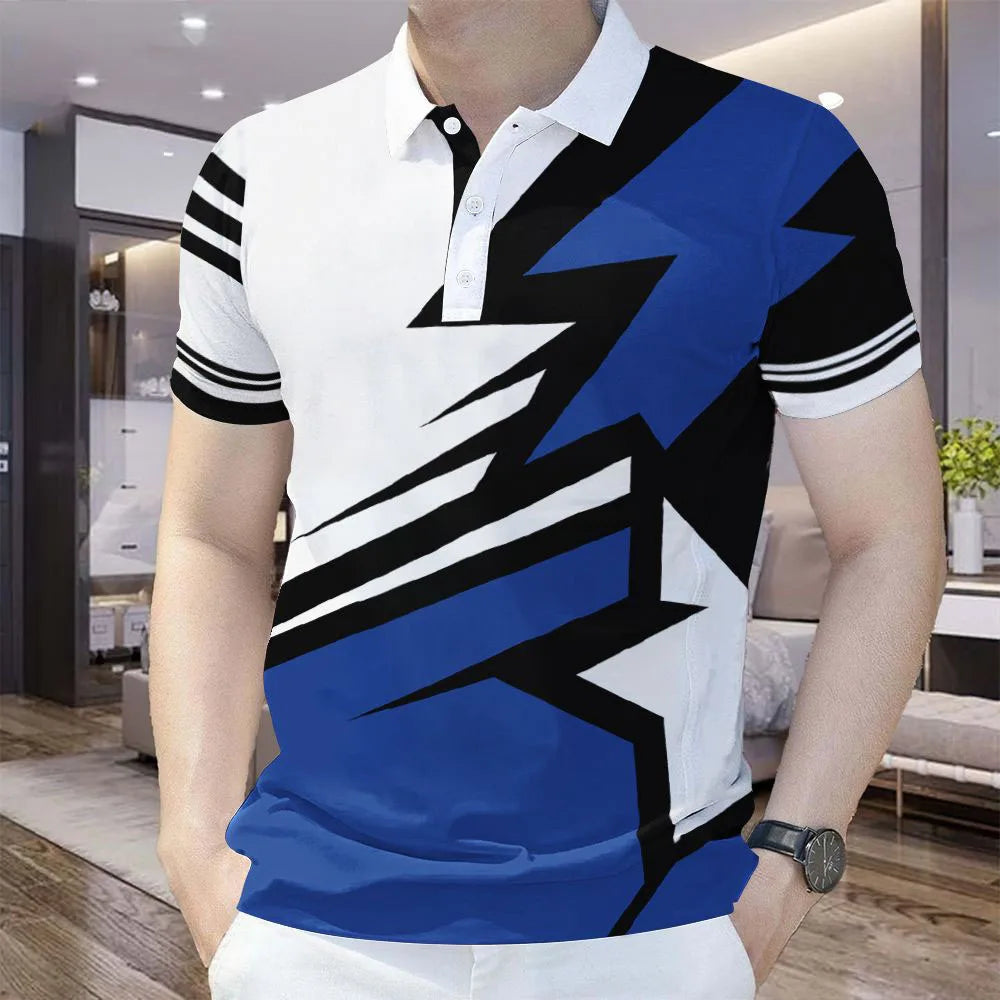 Men's Summer Colorful 3D Printed Polo Shirt