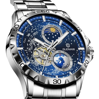 Rotating Earth Double Second Hand Wrist Watch