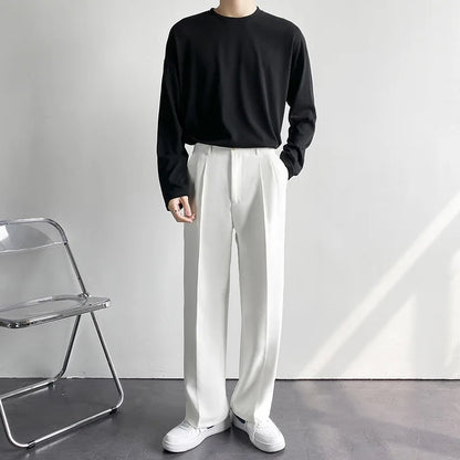 Trendy Korean Business Casual Wide-Leg Pants