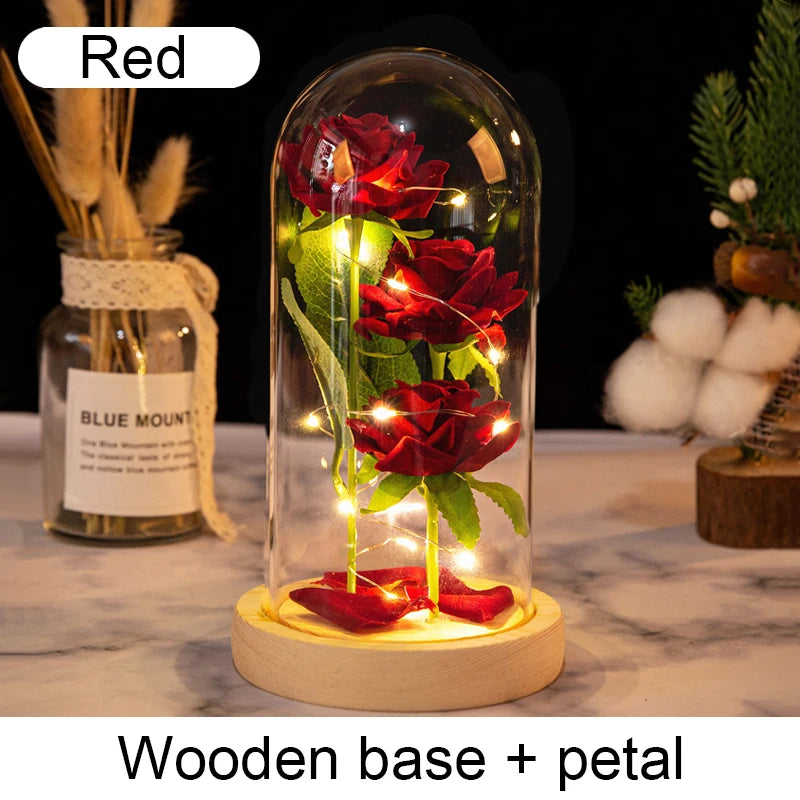 Fleurs artificielles LED Galaxy Three Rose - Décoration de mariage et cadeau créatif pour la Saint-Valentin