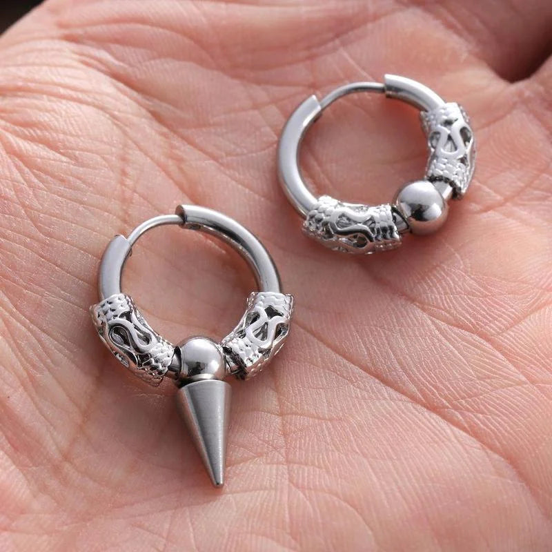 Men's Stainless Steel Hoop Earrings - Hip Hop Punk Gothic Jewelry