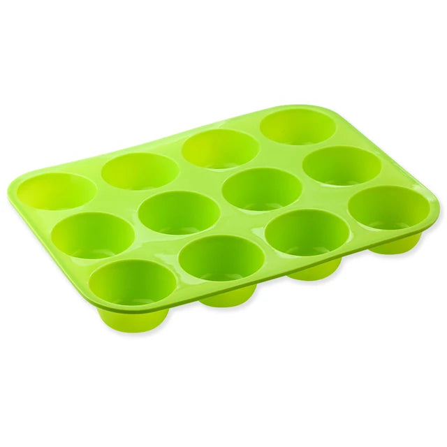 Moule à muffins antiadhésif en silicone à 12 trous