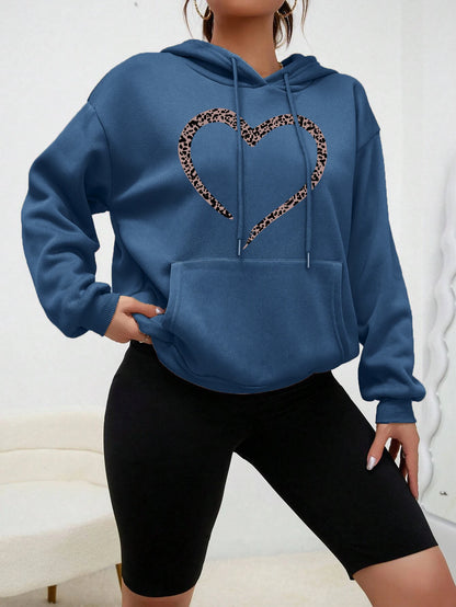 Women's Loose Heart Print Hip Hop Hoodie