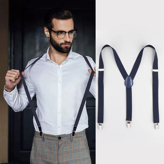 Adjustable Y-Shape Suspenders with Strong Metal Clips