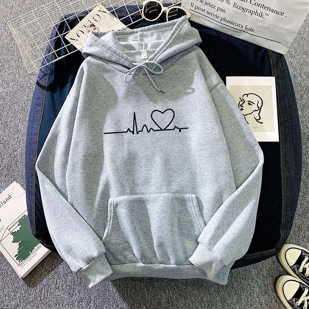 Lässiger bedruckter lockerer Hoodie - Frühlings-Streetwear-Pullover