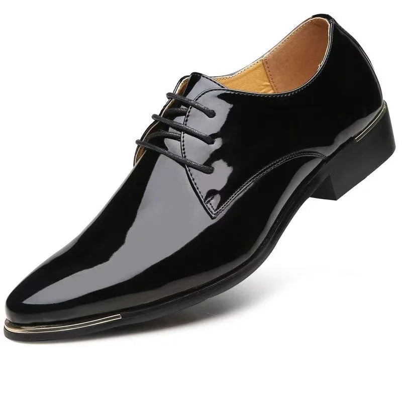 Chaussures habillées italiennes Oxford en cuir verni pour hommes