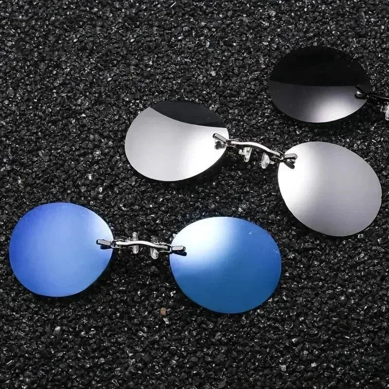 Men's Round Rimless Mini Clip On Nose Glasses