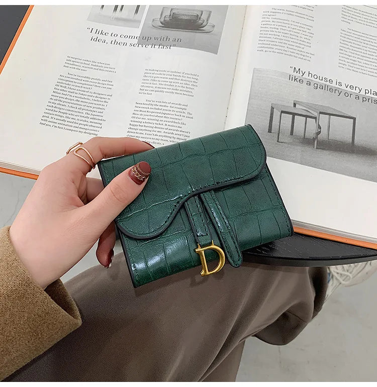 Women’s Long Folding Wallet – Retro Stone Pattern Leather Card Holder & Coin Purse Clutch