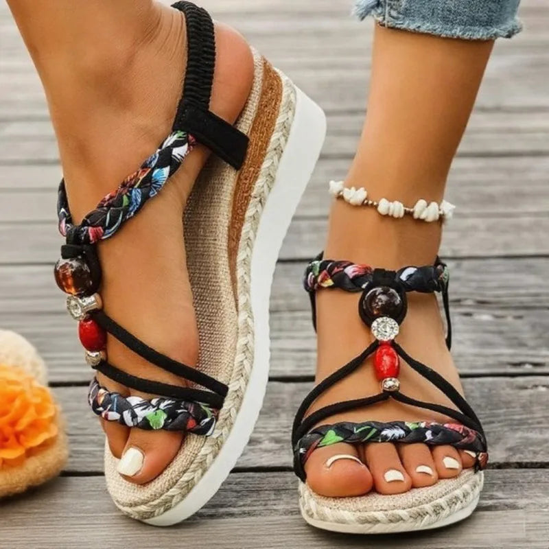 Metallic Fisherman Platform Sandals