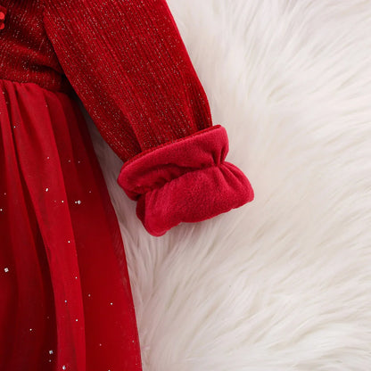 Robe de Noël en velours rouge pour bébé fille