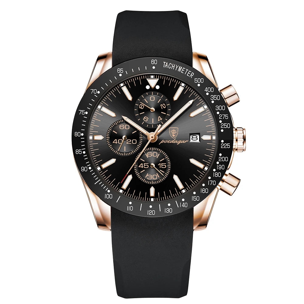 Montre chronographe étanche pour homme – Montre-bracelet à quartz lumineuse avec affichage de la date et bracelet en cuir