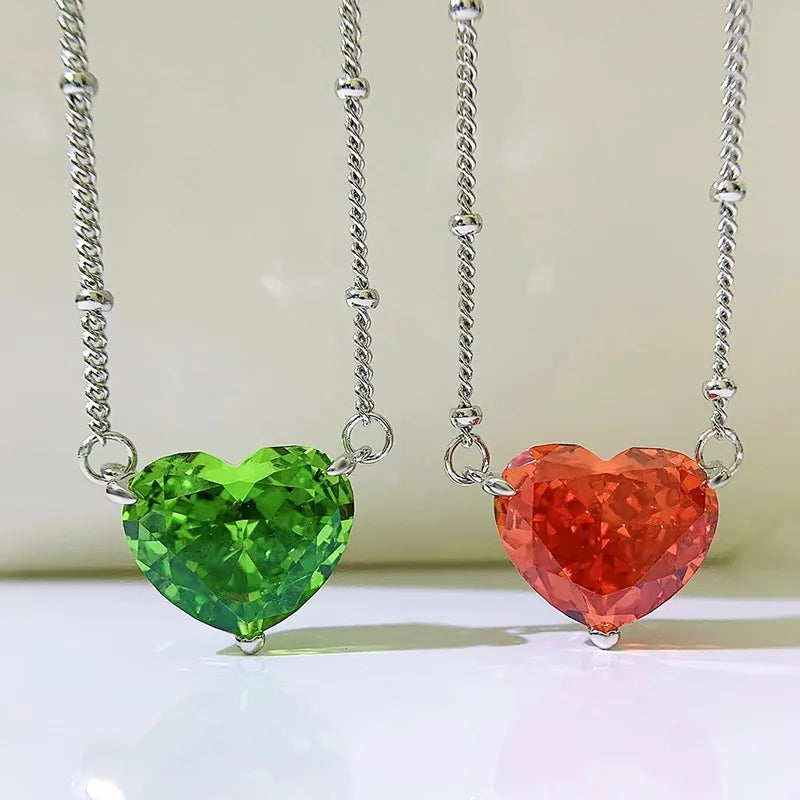 Sterling Silver Heart Shape Zircon Pendant Necklace