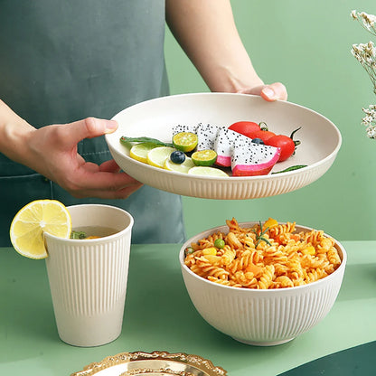 Wheat Straw Bowl Saucers Plate Dinnerware Set