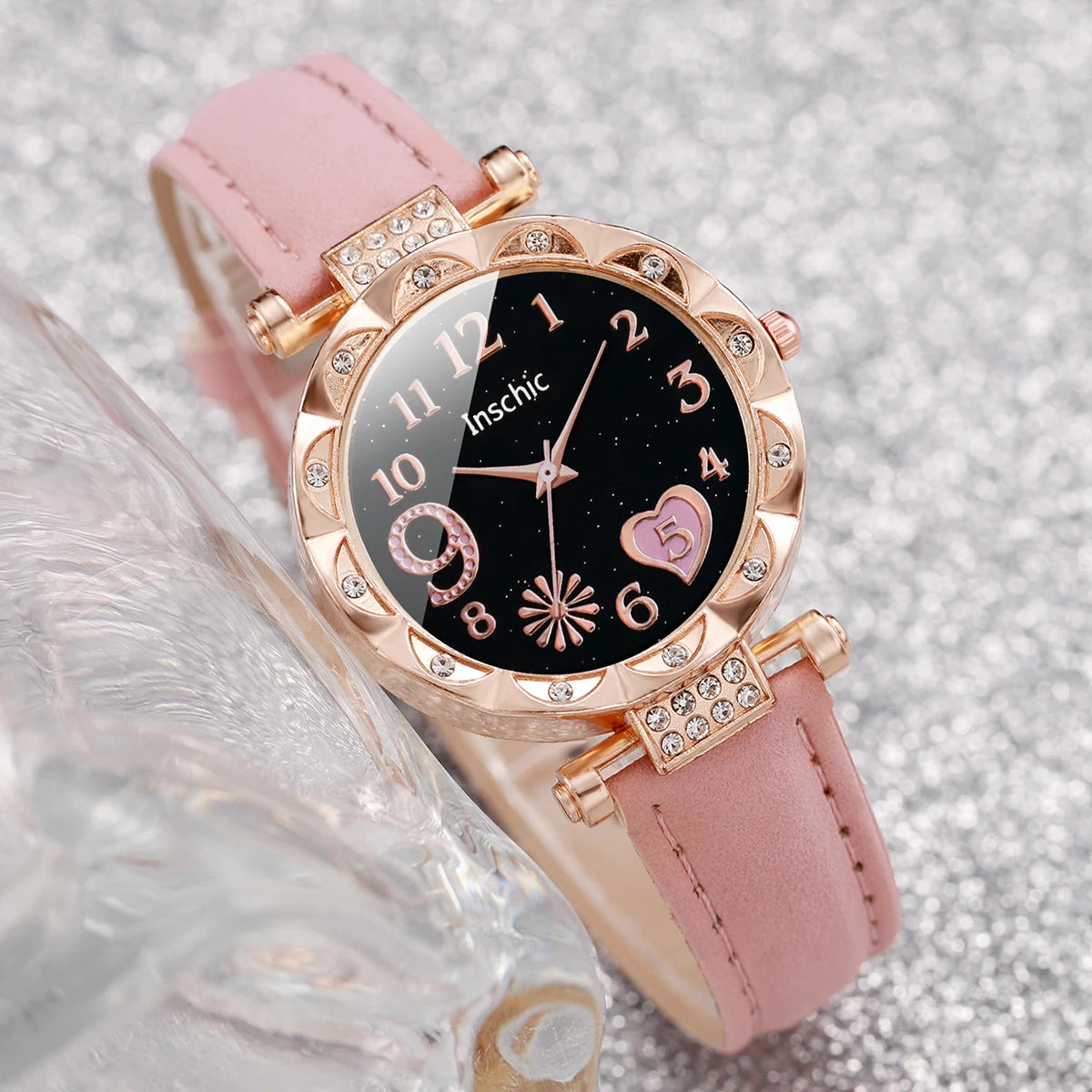 Montre multicolore pour femme, bracelet en cuir PU avec bracelet