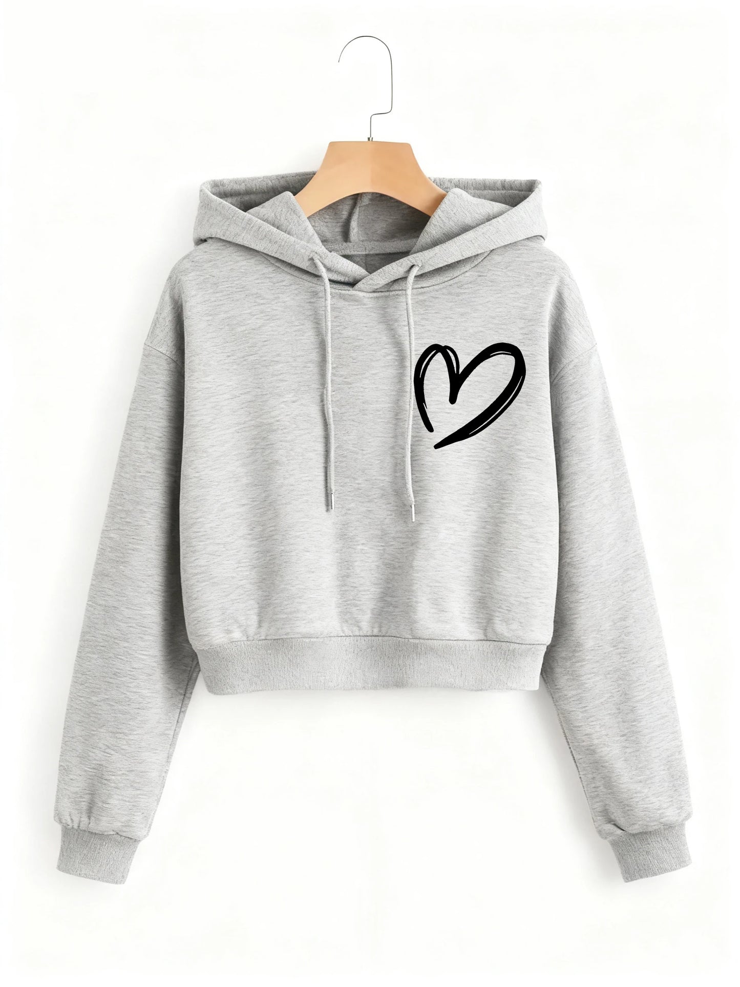 Sweat à capuche polaire imprimé cœur pour l'hiver