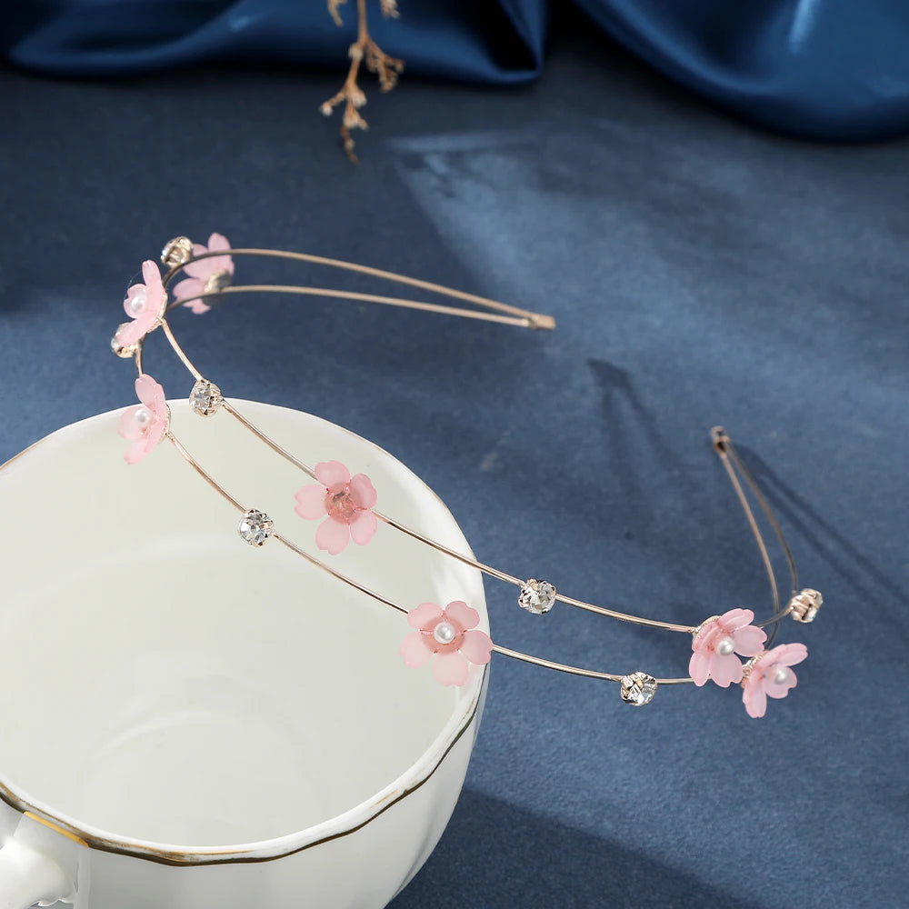 Doppelschichtiges Haarband aus Metall mit Blumenmuster für Damen