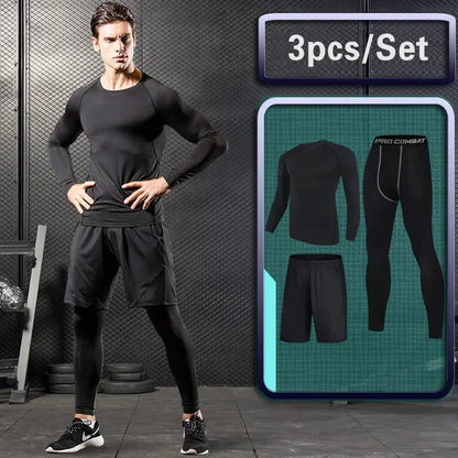 Men Rashguard Compression Set Gym Running Fitness Wear