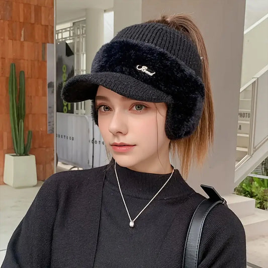Women's Winter Windproof Ear Wing Knitted Cap