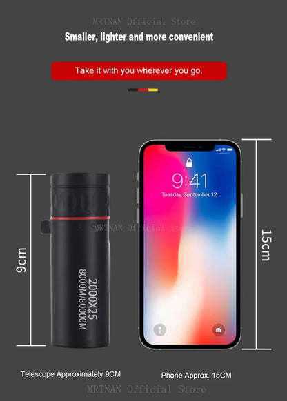 Mini tragbares 2000x25 HD Monokular-Teleskop - Handy-Teleskop