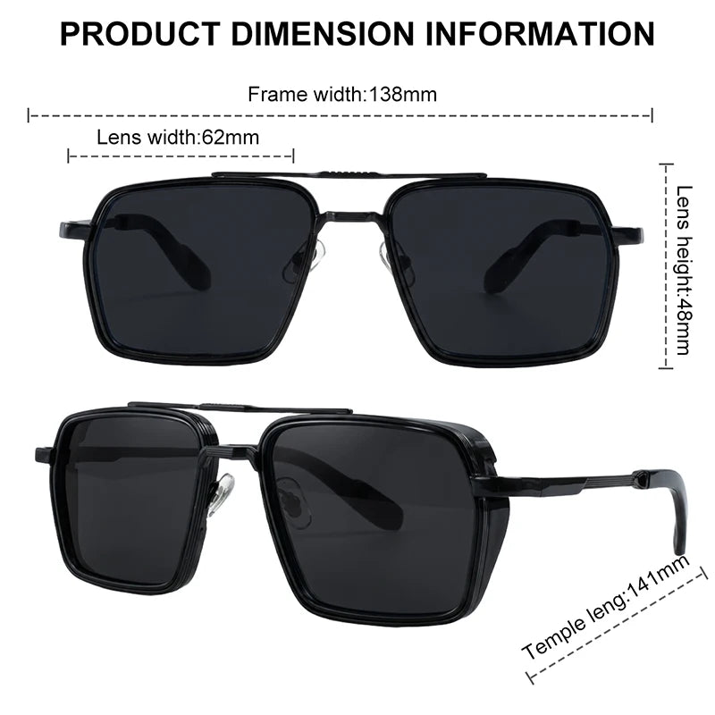 Men's Oversized Steampunk Square Sunglasses