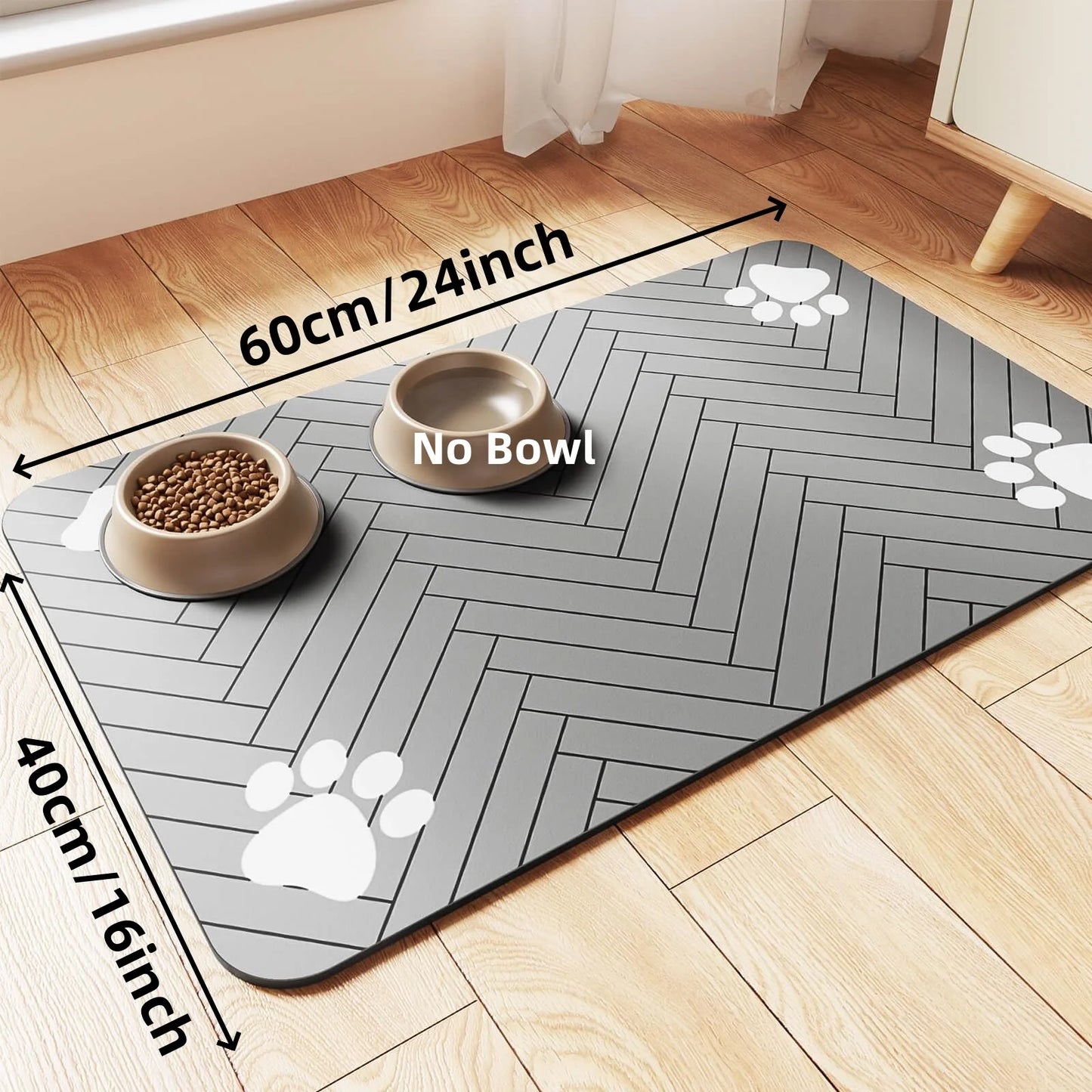 Tapis d'alimentation pour animaux de compagnie à séchage rapide et absorbant avec support en caoutchouc imperméable