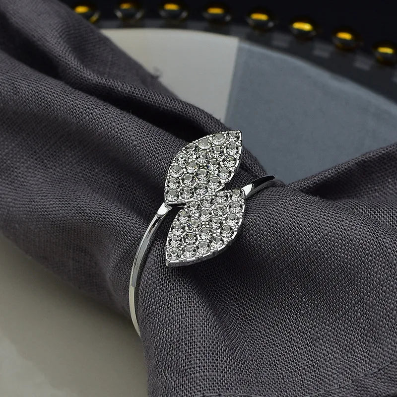 Gold & Silver Leaf Napkin Rings – 12 Pc Metal Napkin Holder