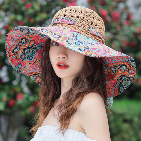 Chapeaux de paille anti-UV pour femmes