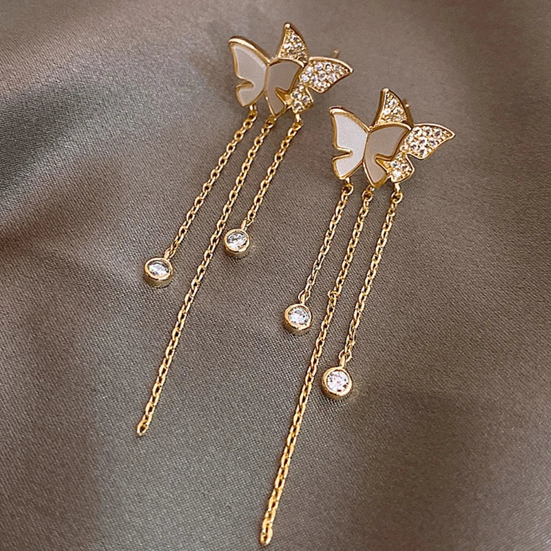 Damen-Ohrring mit Schmetterlings-Metallkette
