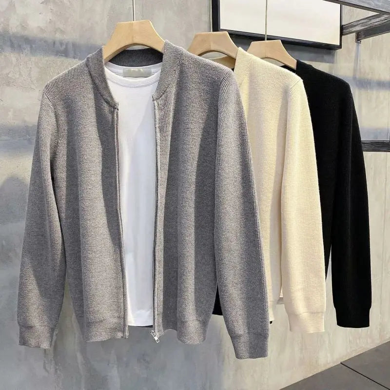 Korean Slim Fit Stand Collar Cardigan