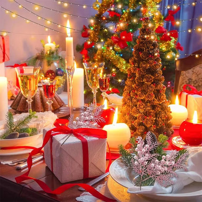 Bouquet de fleurs de Noël à paillettes, 5 pièces