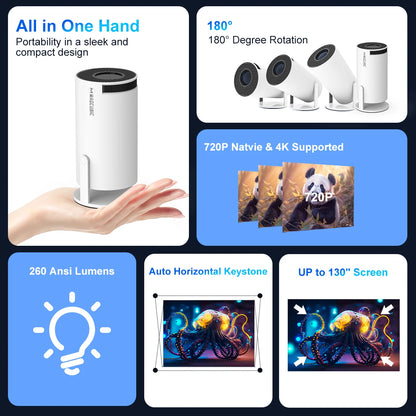 Projector HY300 Pro 4K Android 11 Dual Wifi6 260ANSI All winner H713 BT5.0 1080P 1280*720P Home Cinema Outdoor Projector