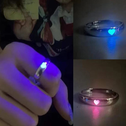 Adjustable luminous heart couples rings