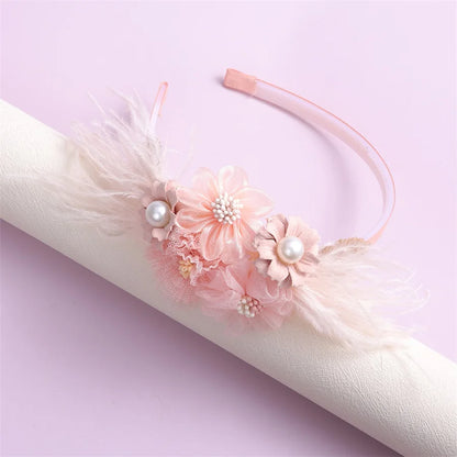 Serre-têtes faits main pour fille, avec perles, plumes, papillons et fleurs