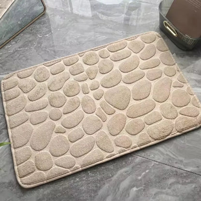 Fleece Embossed Stone Bathroom Floor Mat Water Absorbing and Foot Mat Non-slip Bathroom Floor Door Mat Supplies