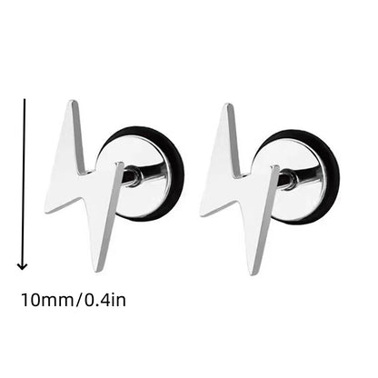 Boucles d'oreilles gothiques punk en acier inoxydable pour hommes et femmes – Petit squelette à géométrie rocheuse avec zircon
