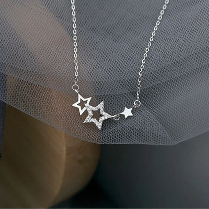 Silver Zircon Star Necklace