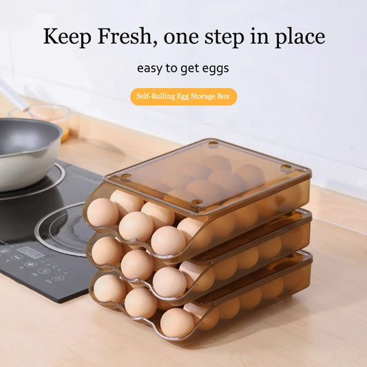 Stackable Drawer Egg Crisper Space-Saving Refrigerator Organizer