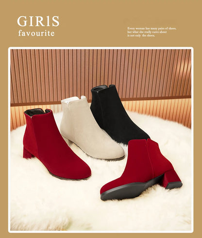 Women's Mid-Heel Wool Warm Ankle Boots