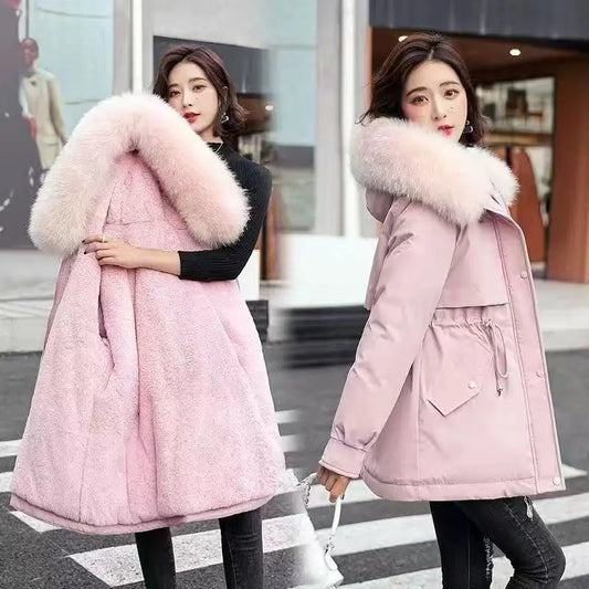 Women's Long Parka Jacket – Thick Velvet Winter Coat
