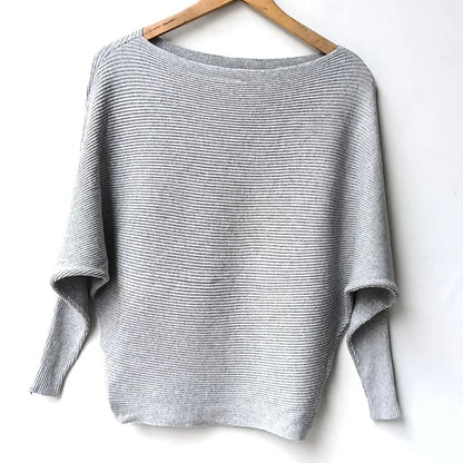 Gestreifter Damen-Strickpullover – Locker geschnittener, lässiger Langarm-Winterpullover