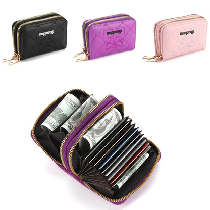 PU Leather Card Holder Wallet – Double Zipper Credit Card & ID Holder Coin Pocket