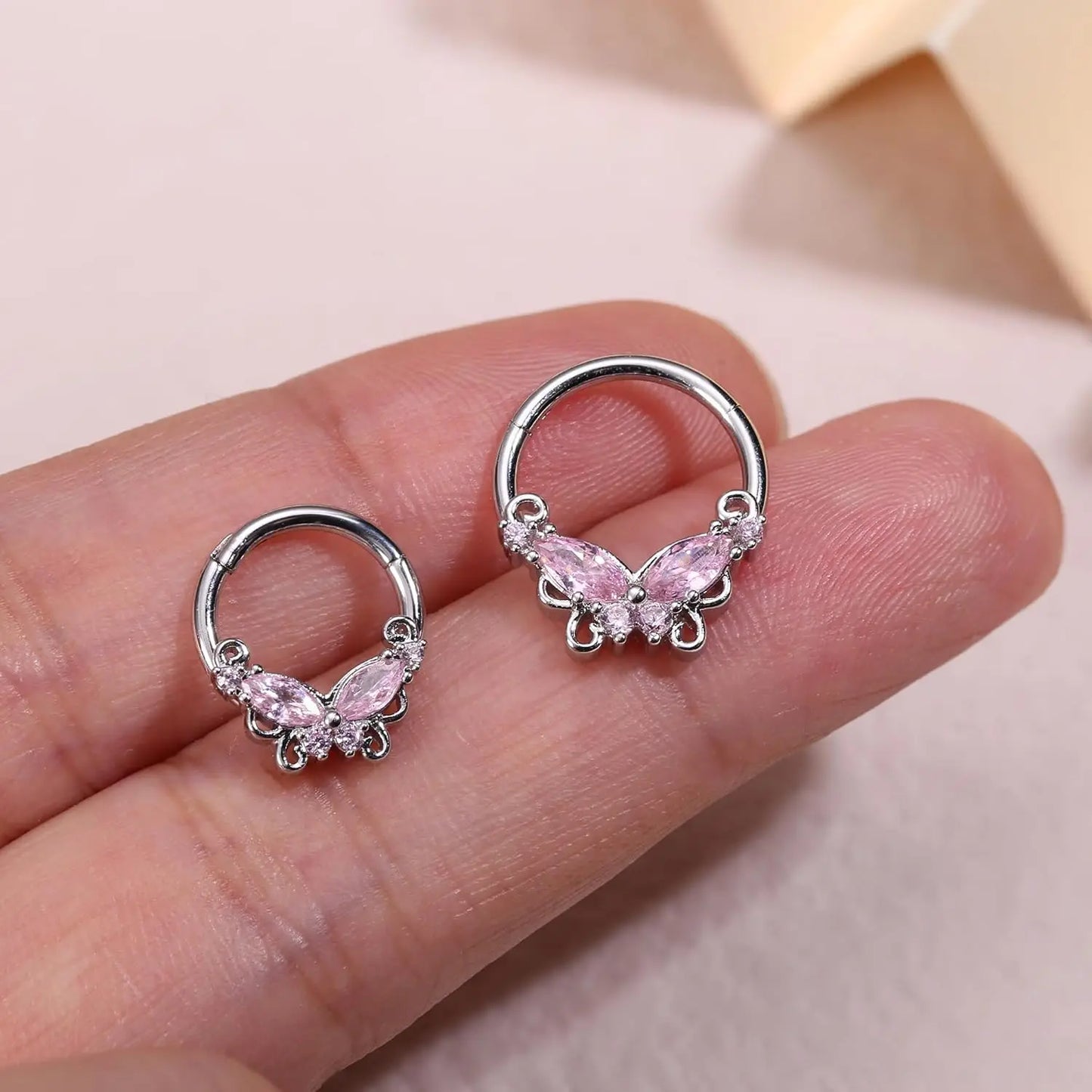 8-teiliges Set rosa Septum-Nasenringe – Nasenpiercing aus Edelstahl in Hufeisenform