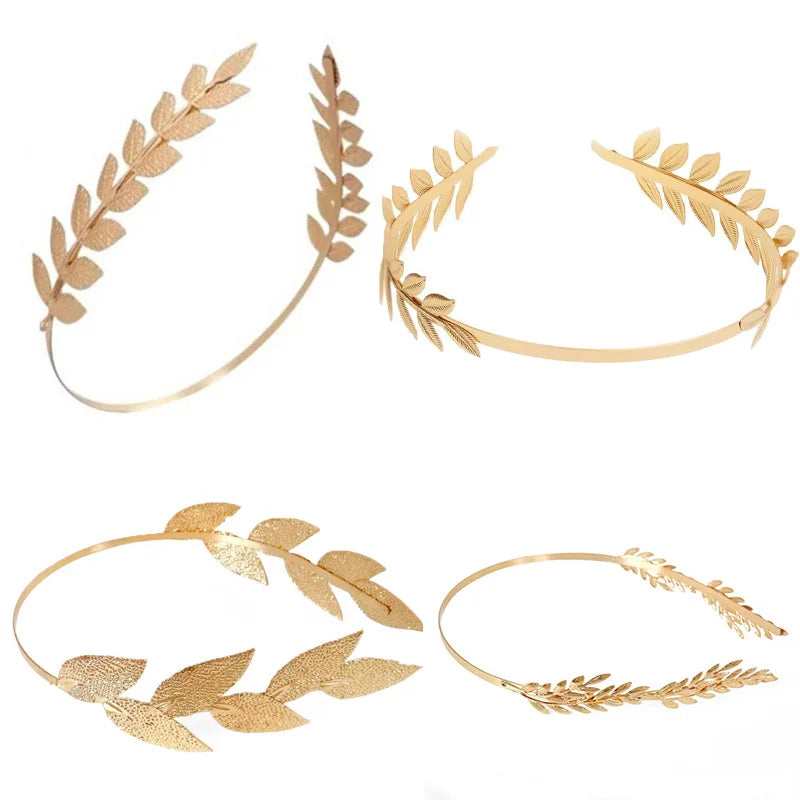 Boho-Brauthaarband mit Blätterzweigen für Damen