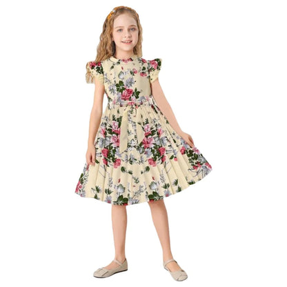 Robe carrée en polyester à jupe longue pour fille