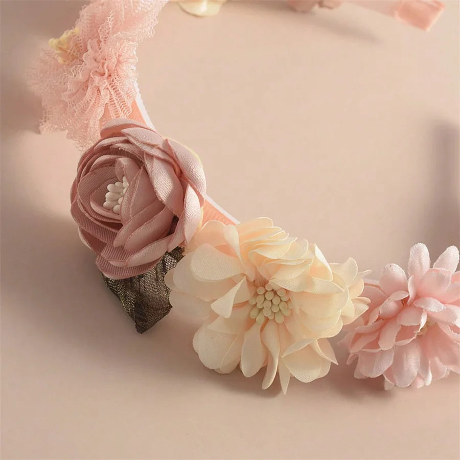 Serre-têtes faits main pour fille, avec perles, plumes, papillons et fleurs